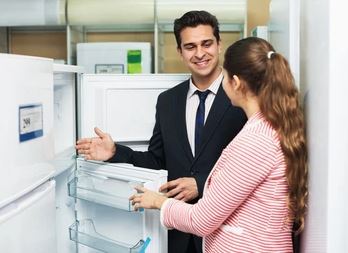 Happy customers using appliances